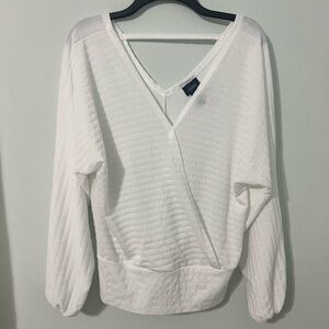 White V-Neck Women's Top